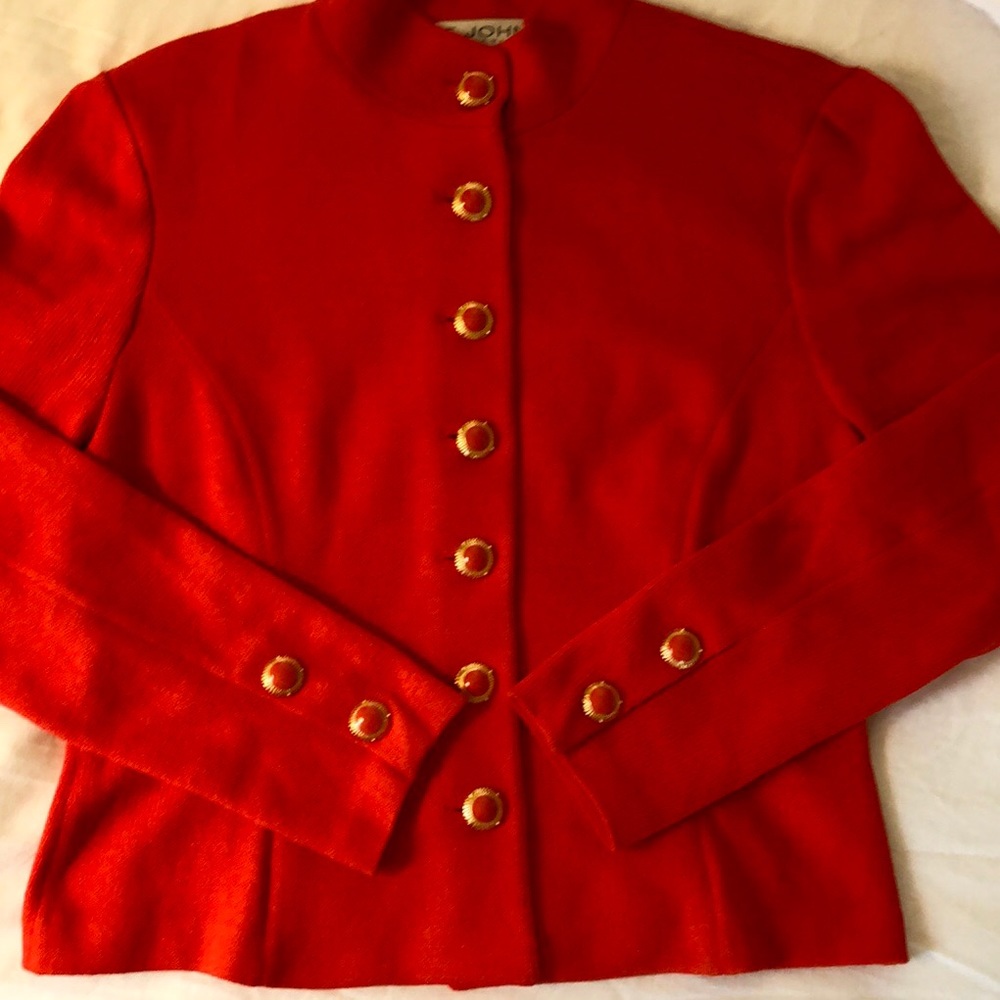 St. John Collection Orange/Red Knit Jacket